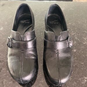 Dansko Black Leather Women's Clogs